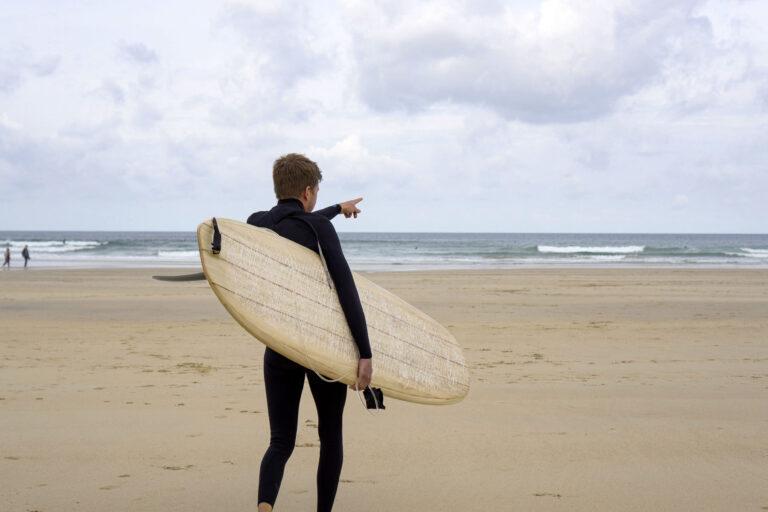 Mat Arney James Otter Surfboards Tea Tree Wooden Longboard First Surf Gwithian 13