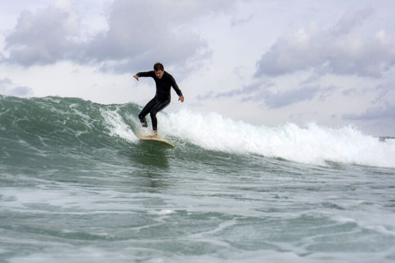 Mat Arney James Otter Surfboards Tea Tree Wooden Longboard First Surf Gwithian 27