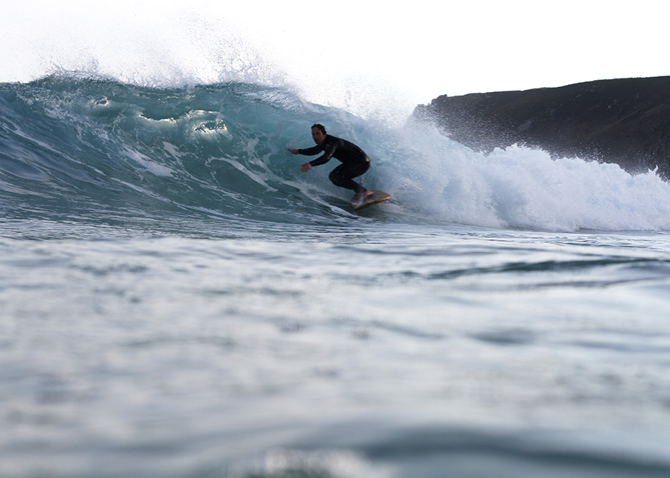 Otter Surfboards James surfing Finisterre Nieuwland works wetsuit