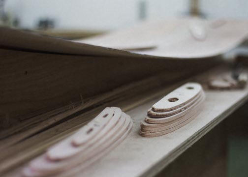 internal plywood ribs for a hollow wooden surfboard