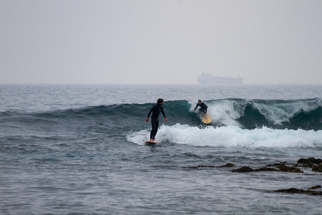 Jake Boex Porthleven Woden Surfboard Surfing with James Otter