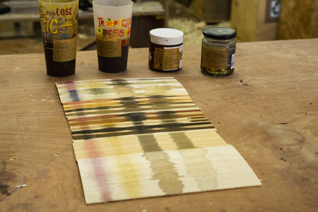 Luca Swift Otter Woden Surfboard Workshop colour tests