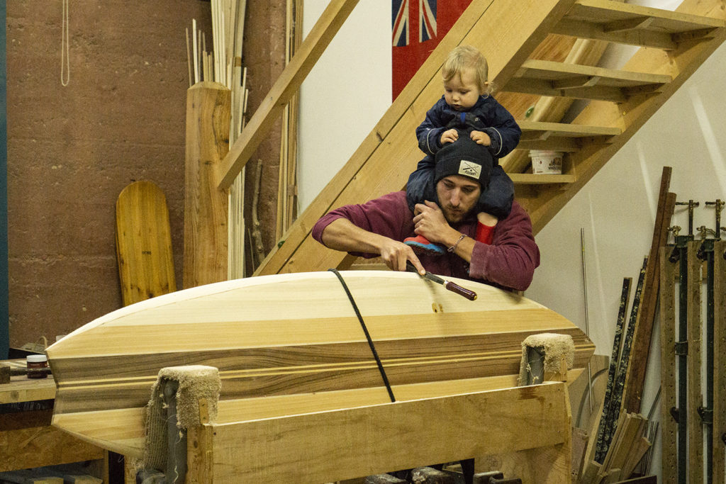 Luca Swift Otter Woden Surfboard Workshop coach william