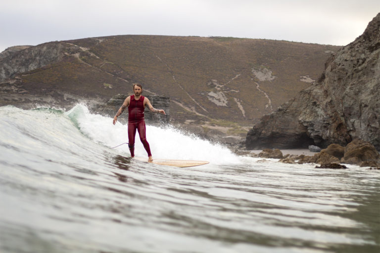 Rob Roma Reviews Wooden surfboard surfing st agnes longboard surfboard cornwall