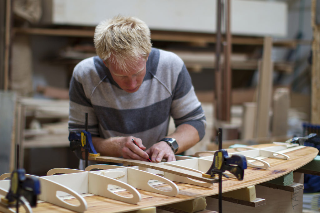 meaning the framework of an otter wooden surfboard