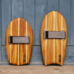 Otter Wooden bodysurfing Handplane pair triple pale diamond crescent strap