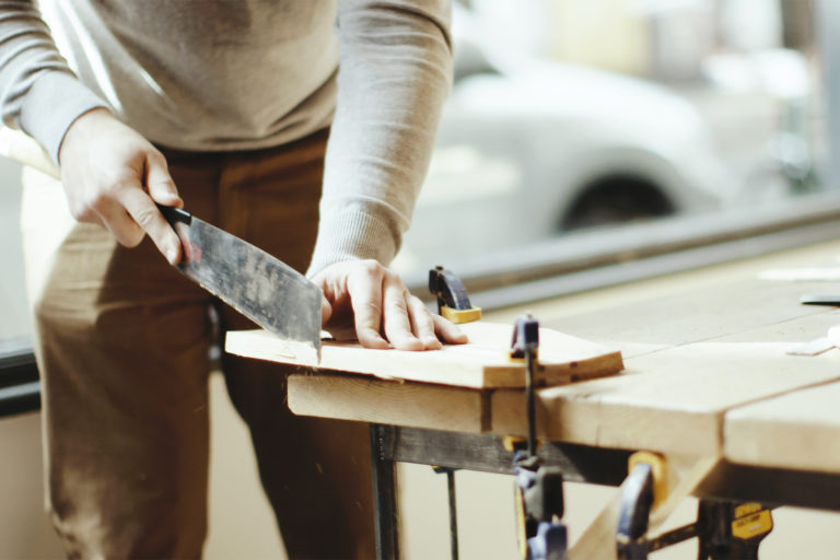 James Otter Surfboards wooden bodysurfing handplane workshop london covent garden finisterre sawing