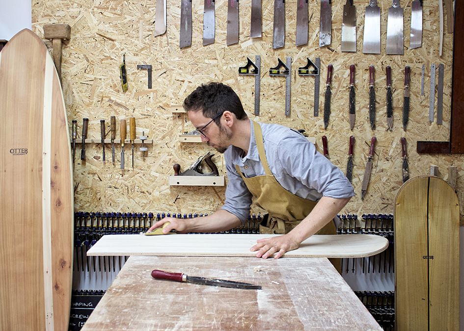 Otter wooden bellyboard shaping