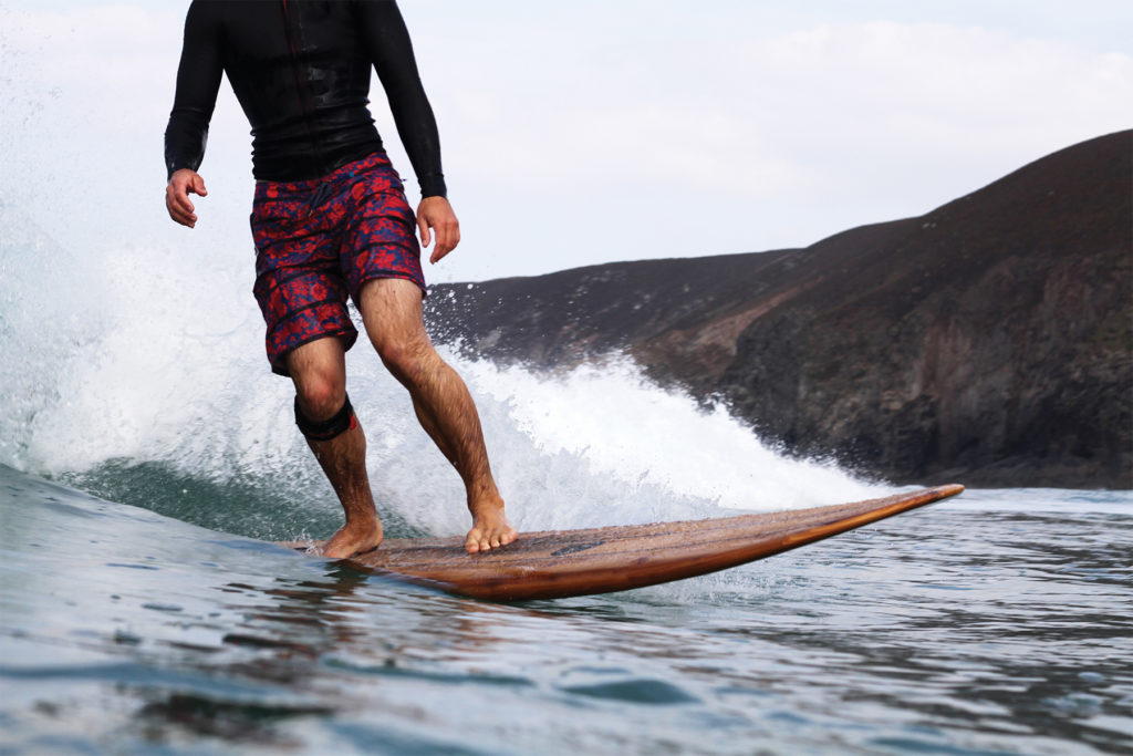 James Otter Riz Boardshorts Wooden Surfboard Seasaw Longboard headless surfer