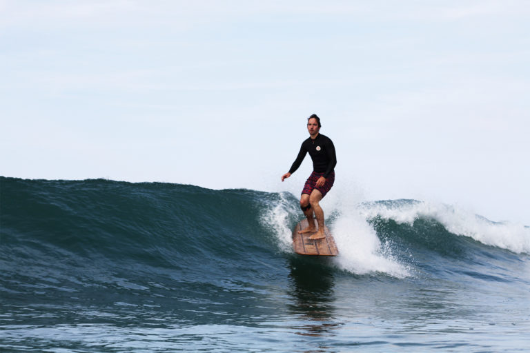 James Otter Riz Boardshorts Wooden Surfboard Seasaw Longboard gliding