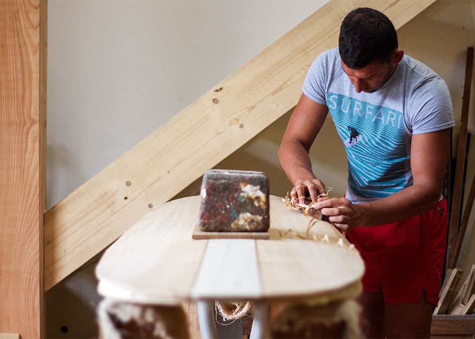 otter wooden surfboard course shaping