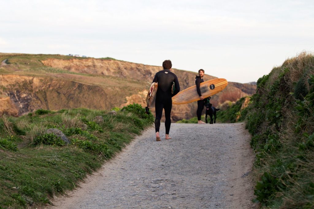 Otter wooden surfboard walk