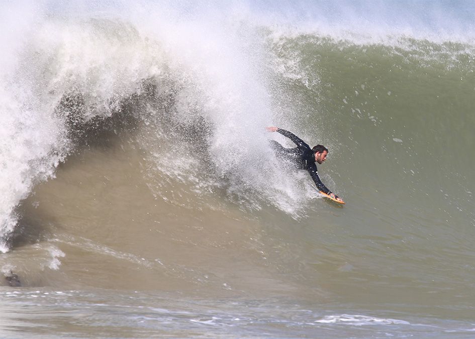 Otter wooden handplane bodysurfing