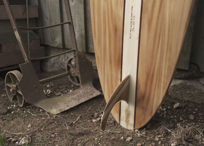 Island Hopper outline otter wooden surfboard glass on wooden fin
