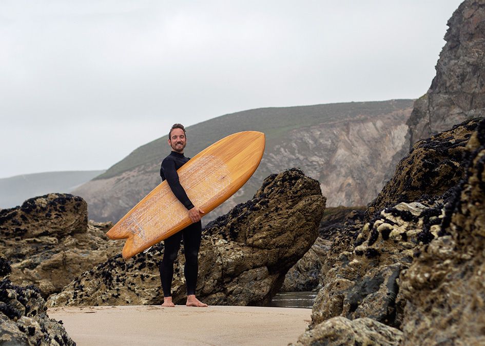 Otter surfboard wooden fish beach