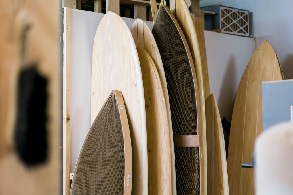 Flexi-Hex workshop board rack wooden surfboards otter