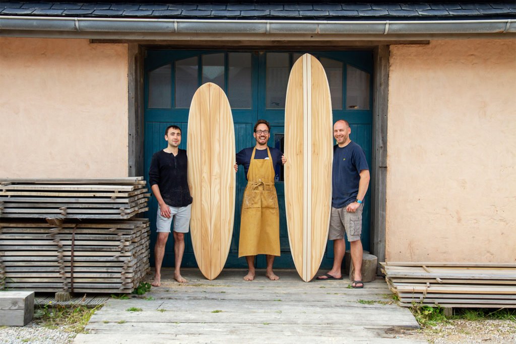 Otter wooden surfboard making workshop blue doors henry and matt portrait cornwall