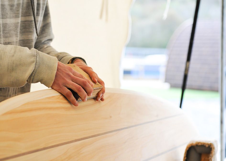 otter wooden surfboard shaping