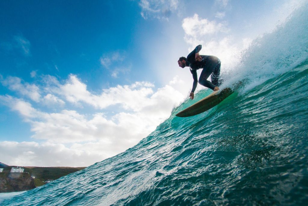 Otter wooden surfboard wave surfer