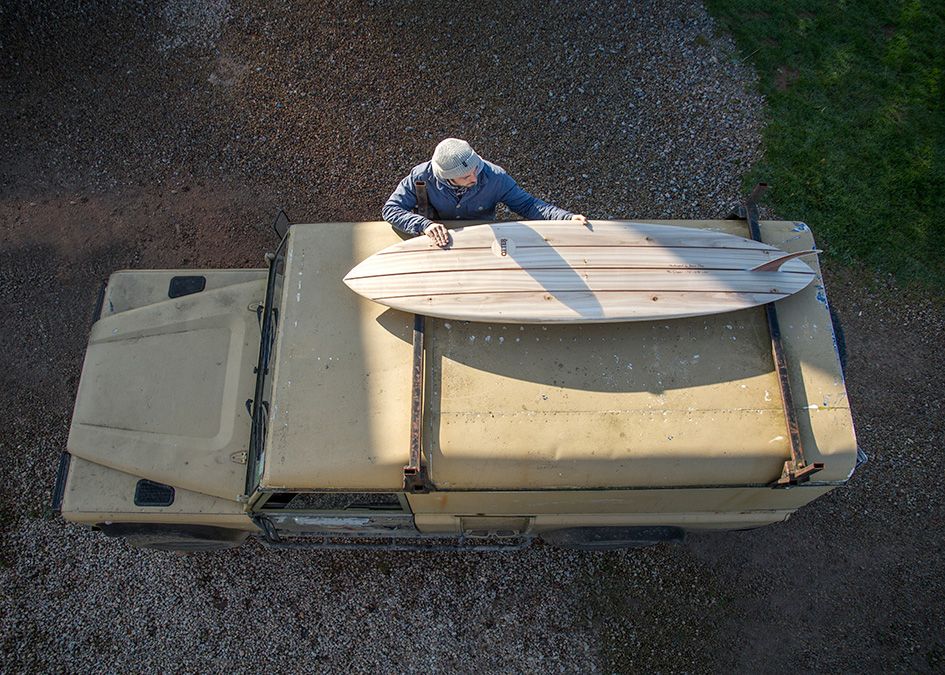 otter wooden surfboard clipper roof rack