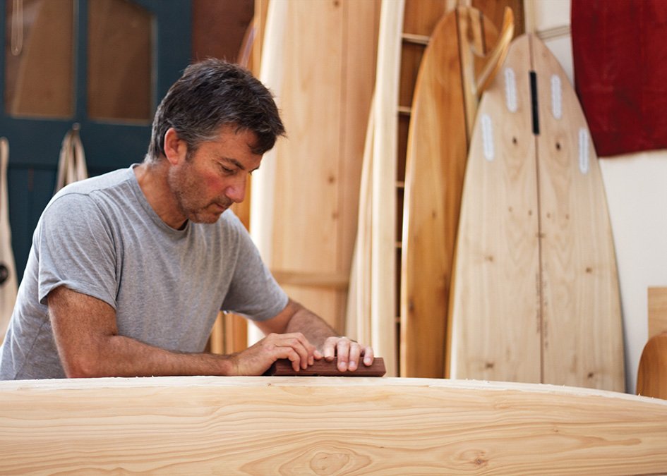 Marc Koska Otter Wooden Surfboard workshop cornwall 2015 planing rails