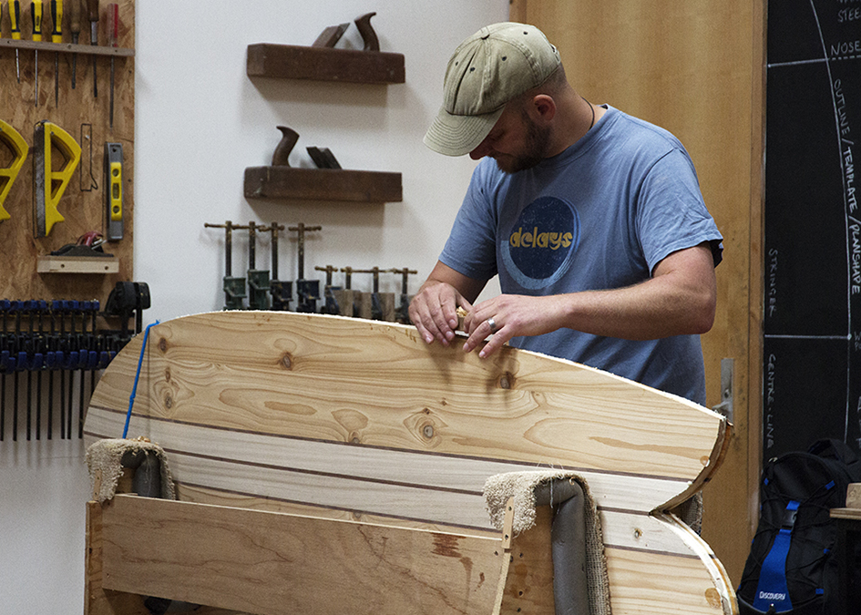 Otter Wooden Surfboard Workshop June 2015 matt shaping his woodburner