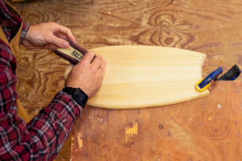 Otter surfboards how to make a wooden bodysurfing handplane sanding