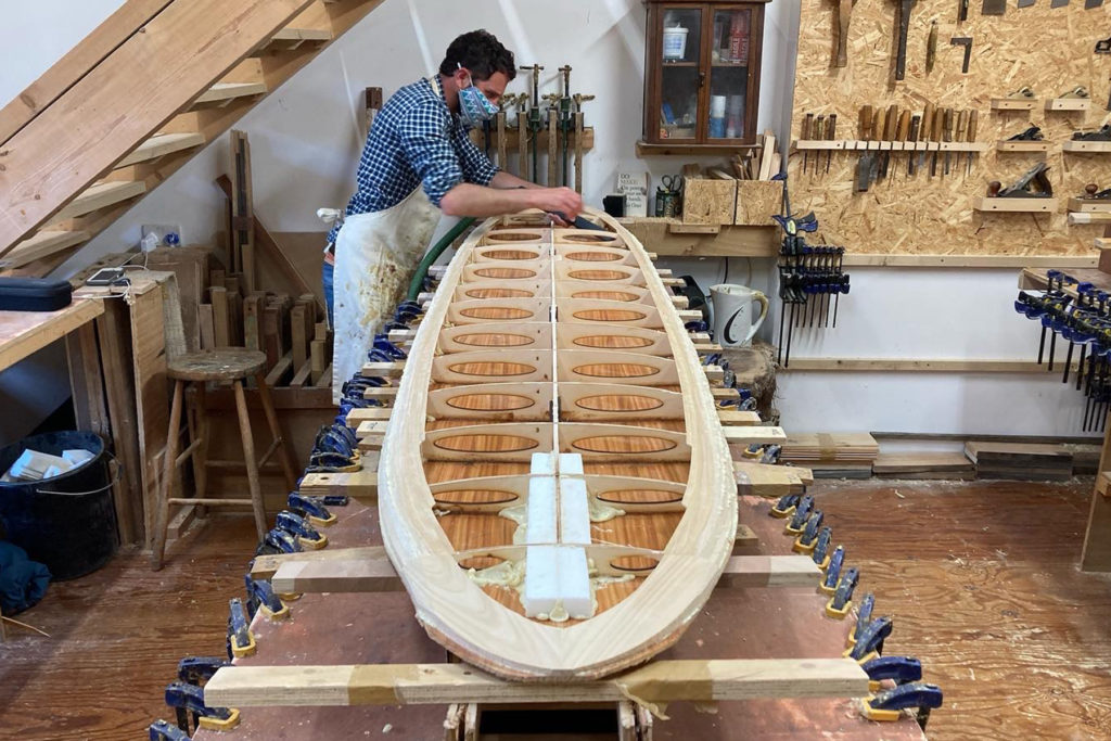 Otter Wooden Surfboard Workshop June 2021 Mike and Jon-Mike James and Jon Clean out