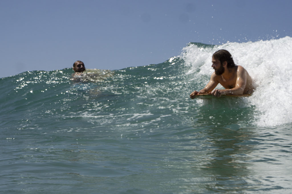 Otter wooden bodyboard wave Cornwall