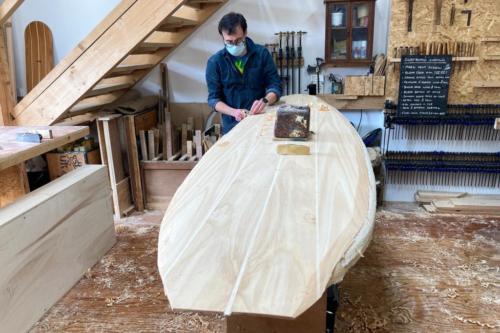 wooden paddleboard workshop shaping otter