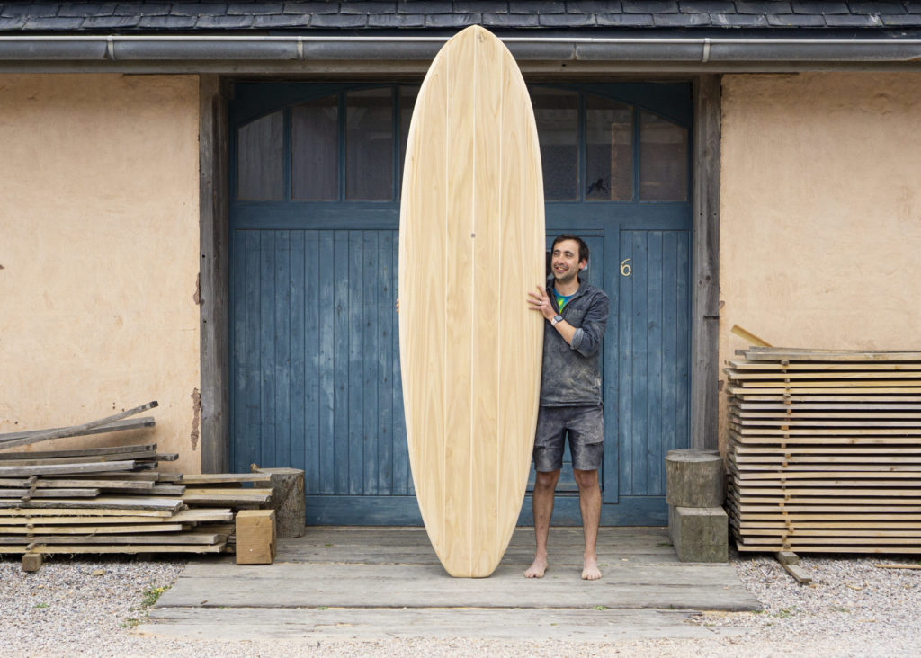 wooden paddleboard workshop otter blue doors