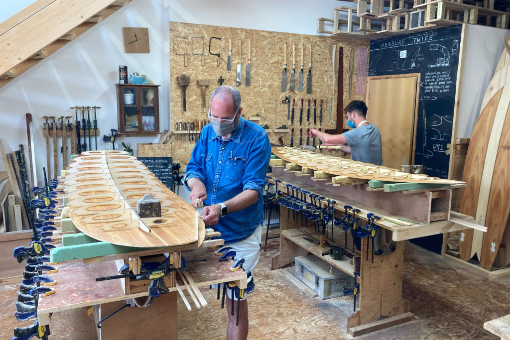 otter wooden surfboard workshop course shaping