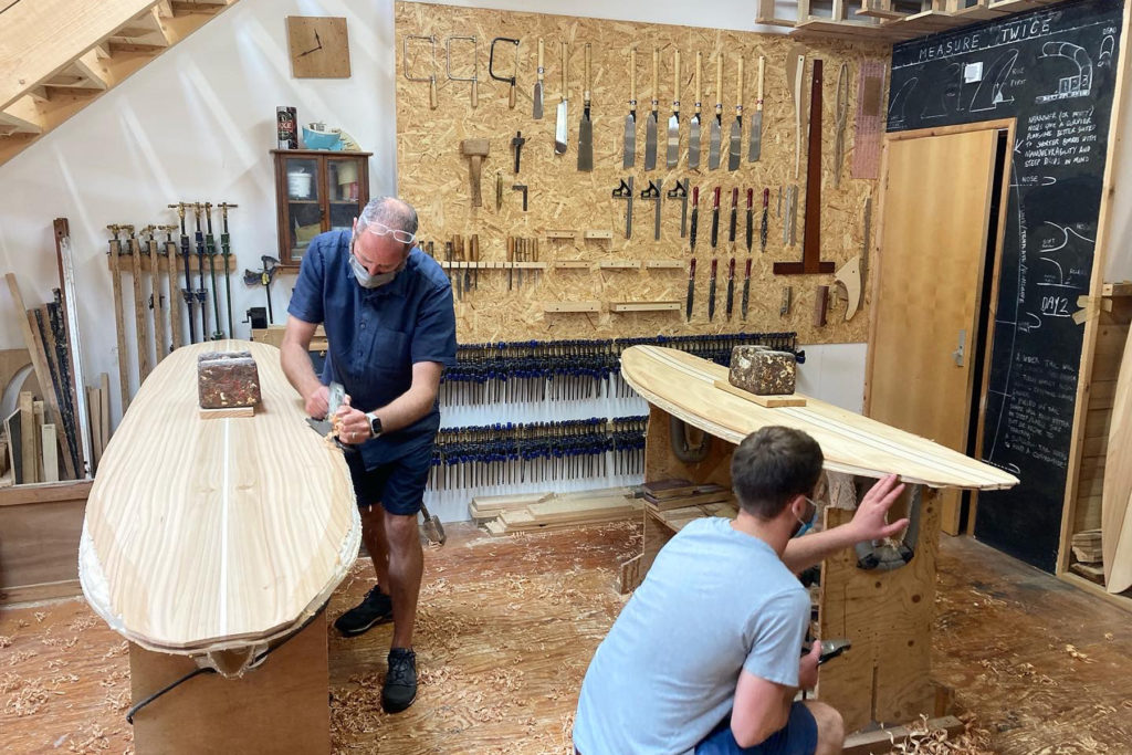 otter wooden surfboard workshop course shaping