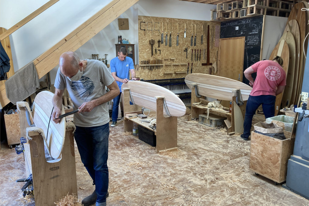 Otter wooden surfboard workshop course shaping