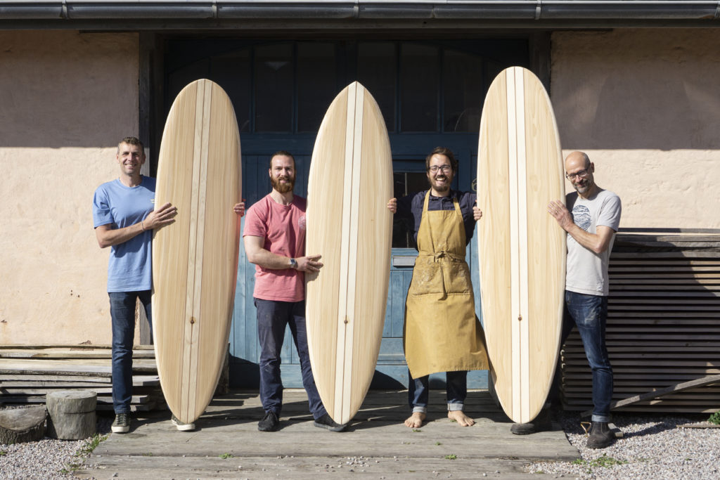 Otter wooden surfboard workshop course blue doors