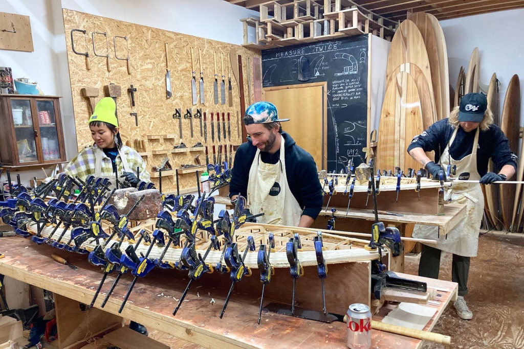 otter wooden surfboard course workshop shaping rails