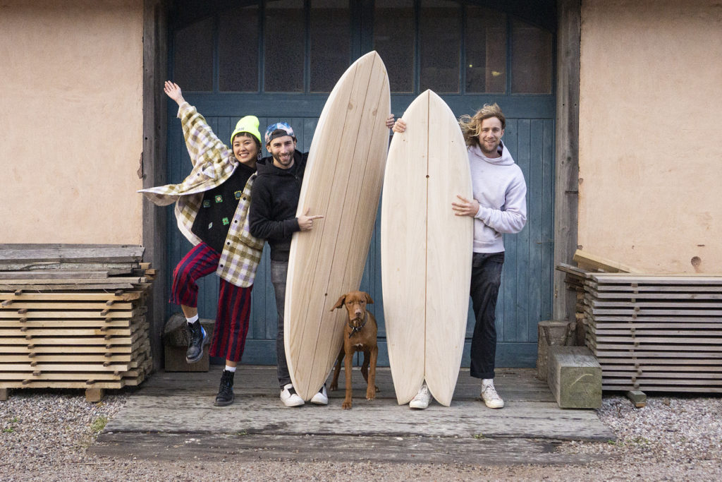 otter wooden surfboard workshop course blue doors