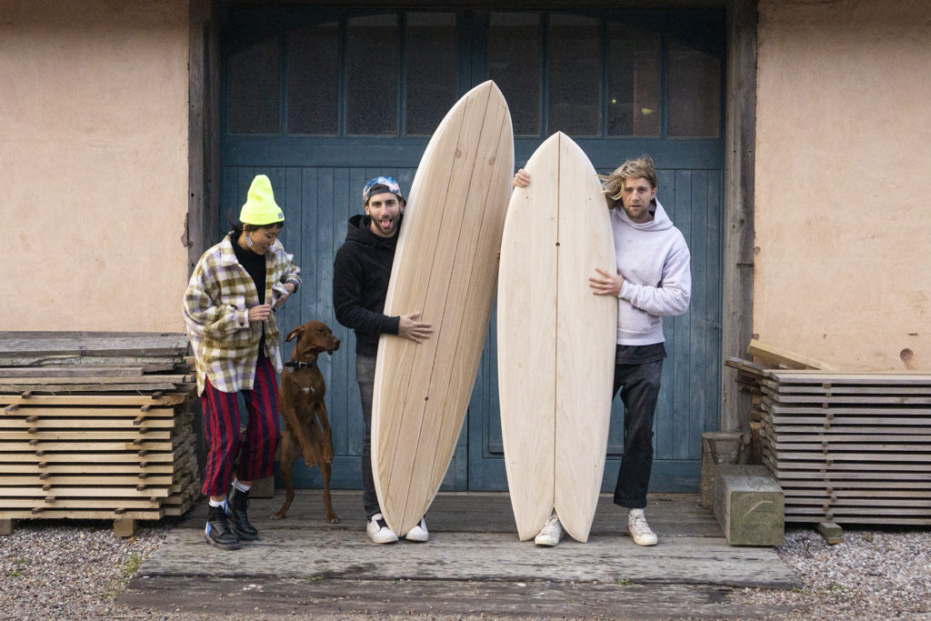 otter wooden surfboard workshop course blue doors