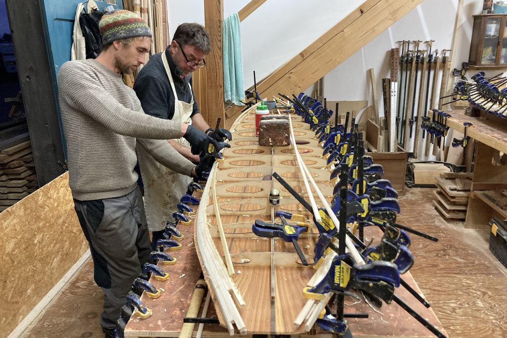 otter wooden surfboard workshop rail day