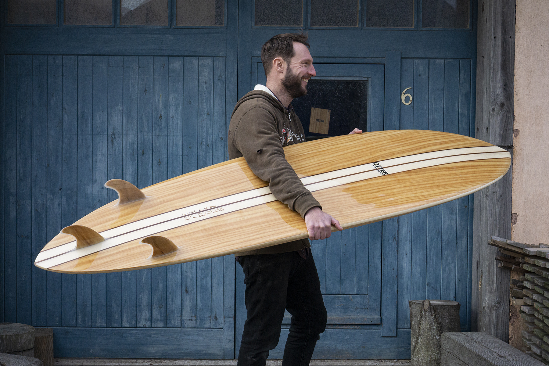 coaster otter wooden surfboard thruster glass on
