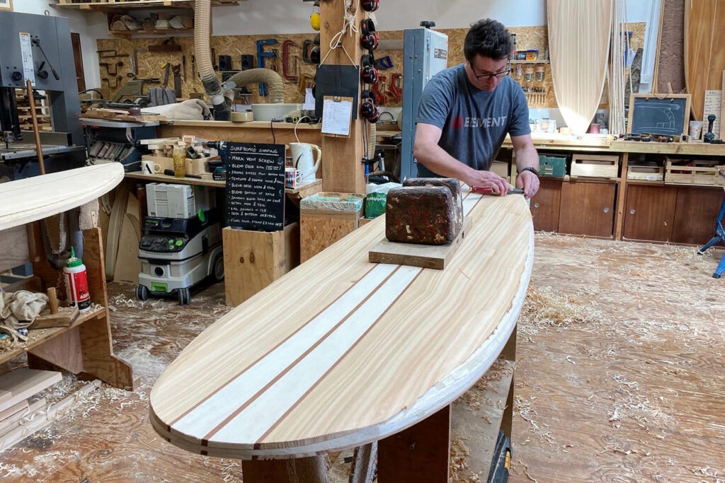 Otter Surfboards wooden surfboard workshop shaping