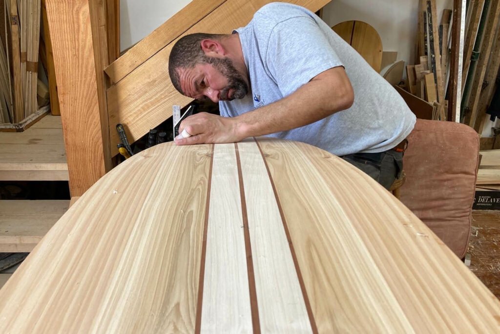 otter wooden surfboard shaping