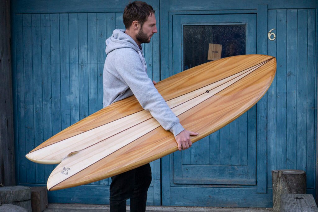 Otter Wooden Surfboard Twin Fin Pin Lines