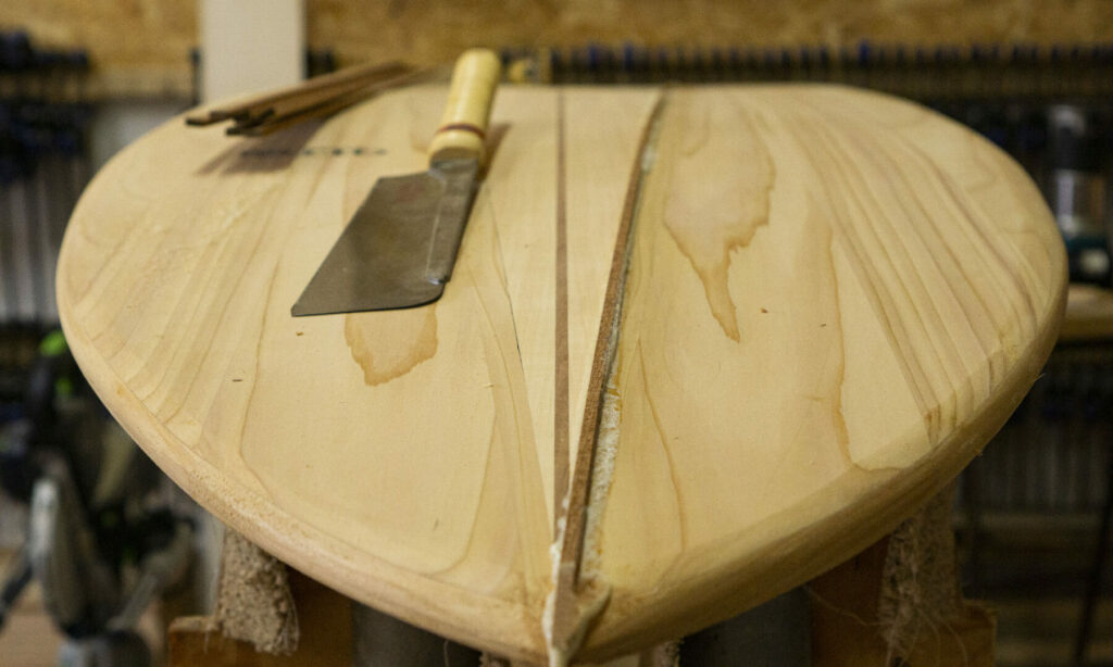 Otter Wooden Surfboard Twin Fin Pin Lines