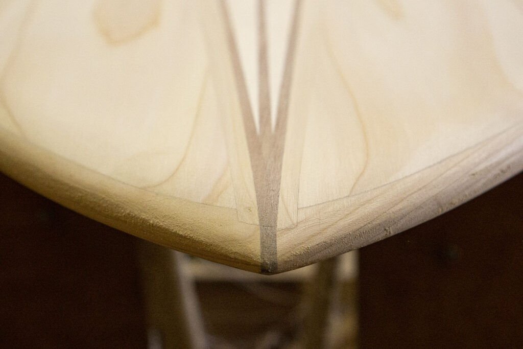 Otter Wooden Surfboard Twin Fin Pin Lines