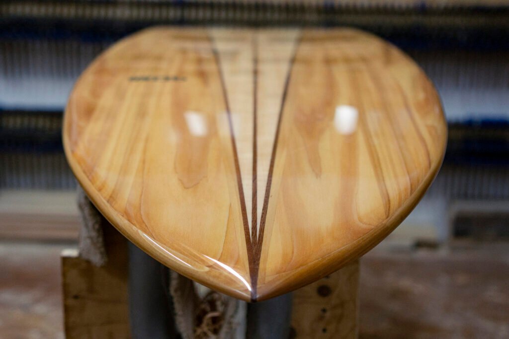 Otter Wooden Surfboard Twin Fin Pin Lines