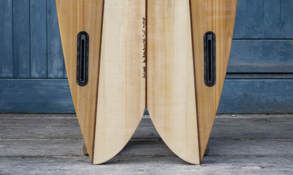 Otter Wooden Surfboard Twin Fin Pin Lines