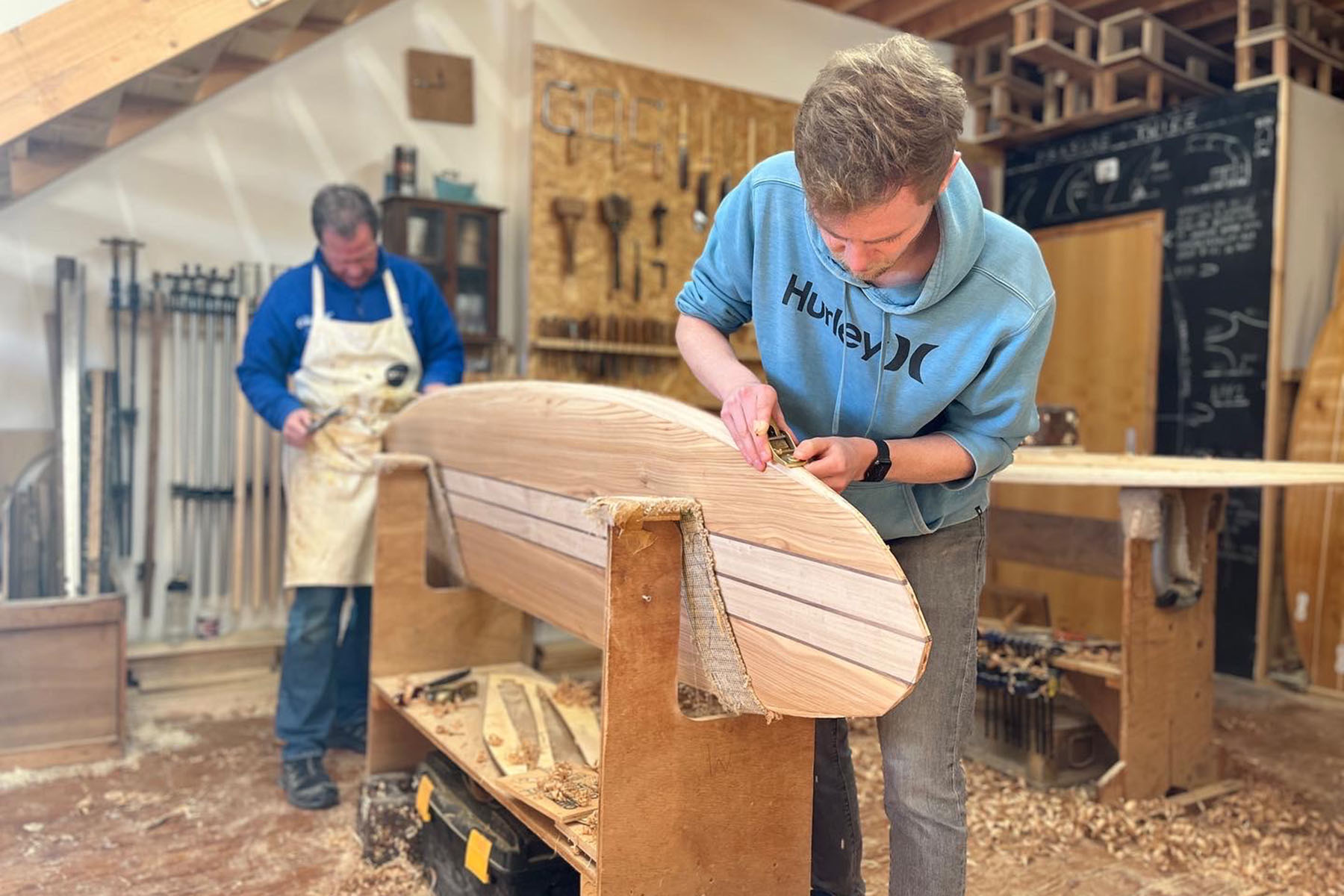 otter wooden surfboards workshop