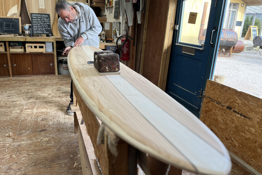 otter wooden surfboard workshop