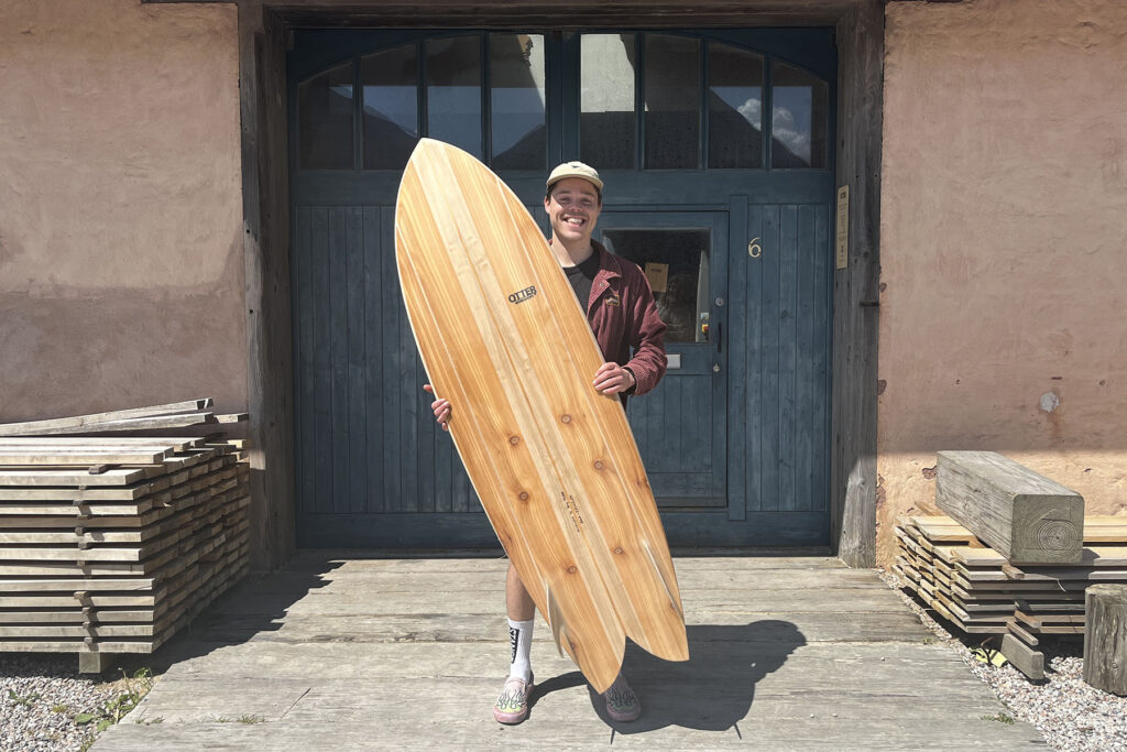 otter wooden surfboard workshop course blue doors
